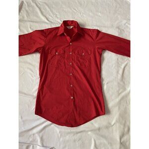 Vintage Red Unitog Mens Long-Sleeve Button-Up Shirt Size 14-14.5 Union Made In U
